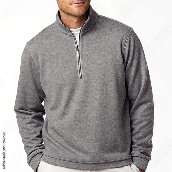 Obraz Men’s fleece pullover with quarter zip
