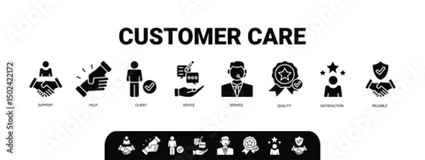 Obraz Customer care banner web icon illustration concept for customer support and telemarketing service with an icon of help, client, advice, chat, service, reliability, quality, and satisfaction