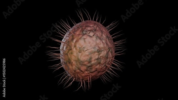 Obraz Cryptobiosis. Anhydrobiosis. Dehydrated organism in dormant state becomes moist and rehydrated. Rejuvenation of desiccated organism. Dry seed becomes moist and rehydrated. 3d render illustration.