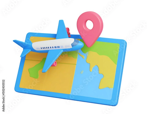 Obraz Airplane on a map, indicating travel plans