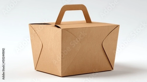 Obraz Brown cardboard takeout container with handle