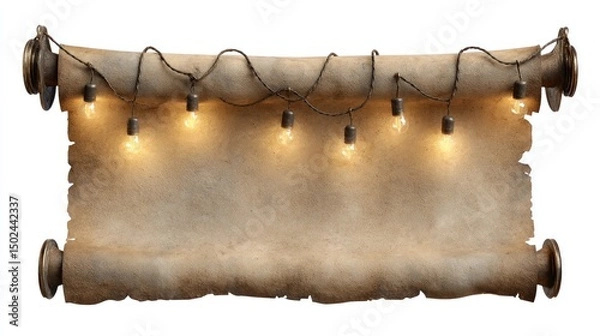 Obraz Antique scroll with string lights