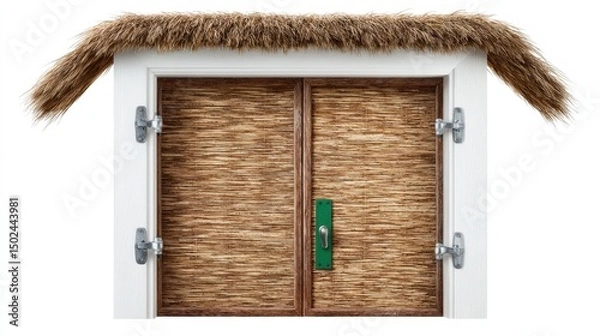 Fototapeta Rattan door isolated on a white background. Generative AI