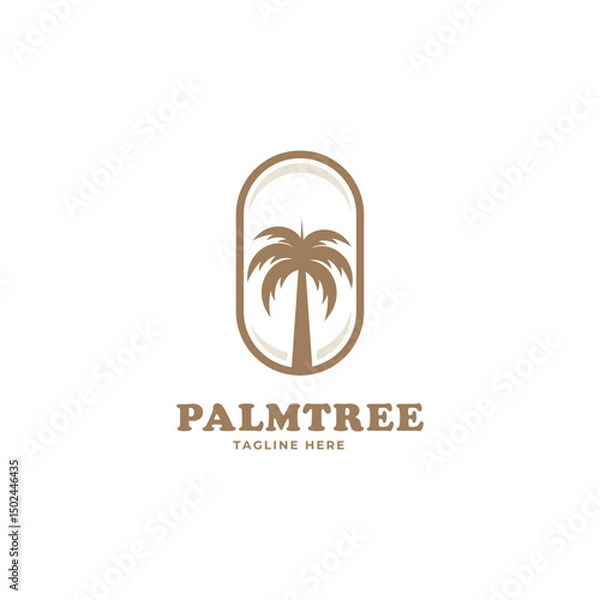 Fototapeta Vector logo design template with palm tree - summer and holiday badge