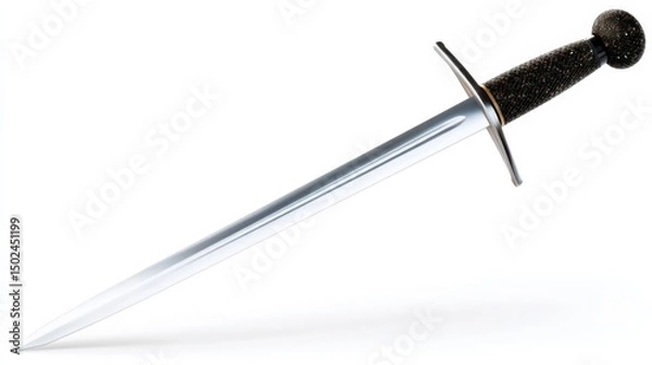 Fototapeta Medieval steel dagger with crossguard and textured handle. Generative AI