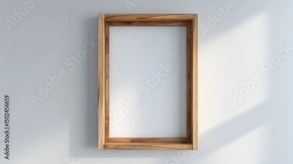 Fototapeta Empty wooden picture frame on a wall