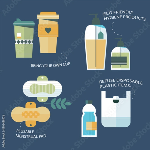 Fototapeta zero waste information flyer illustration in isolated background