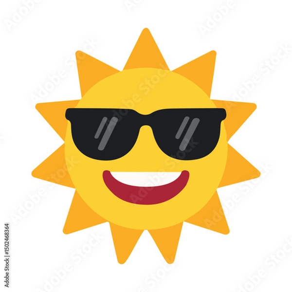 Obraz Sun smile with sunglasses icon, vector illustration, flat style, isolated on white background