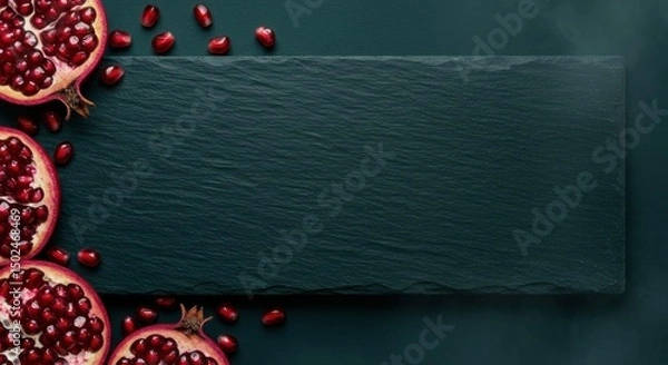 Fototapeta Pomegranate and Slate Background