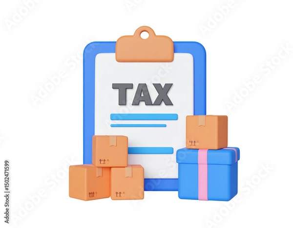 Obraz Tax form with packages, illustrating import duties or sales tax
