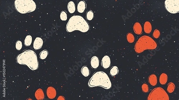 Obraz paw print seamless design