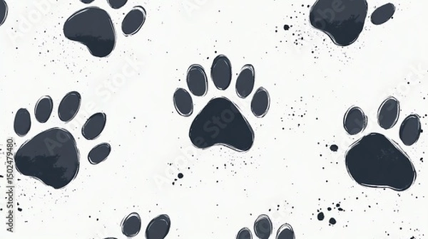 Obraz paw print seamless design