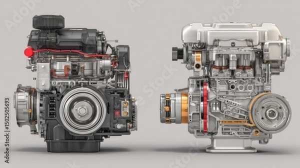 Obraz Detailed view of two different engine designs