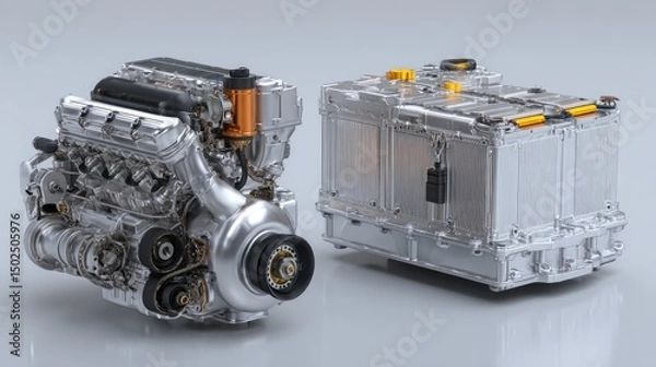 Obraz Hybrid engine and battery components