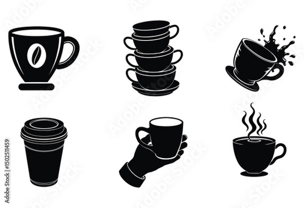 Obraz Coffee Cup Silhouette Icon Set 