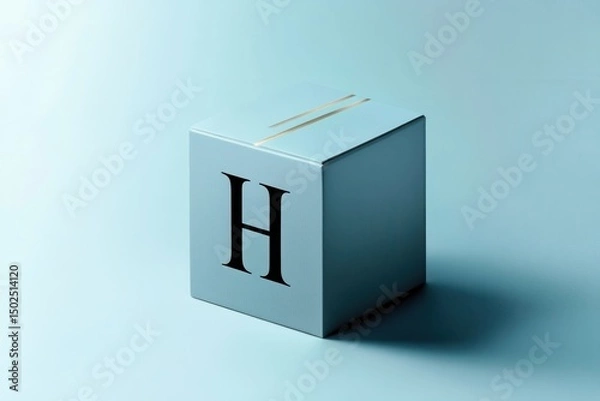 Obraz Elegant metallic 3D letter H typography on blue backgrounds AI generated