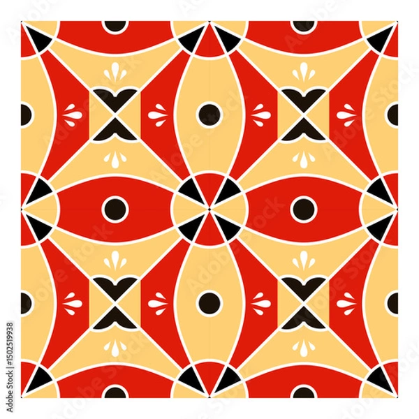 Fototapeta vector abstract pattern, folk texture, geometric seamless tile 