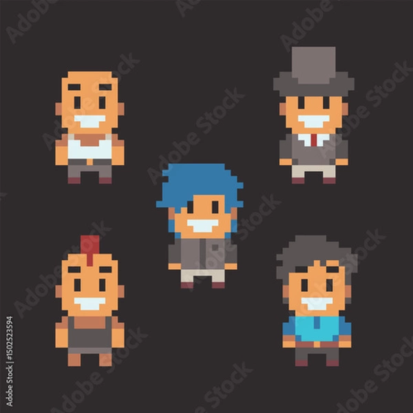 Fototapeta this is people in pixel art ,this item good for presentations,stickers, icons, t shirt design,game asset,logo and your project.