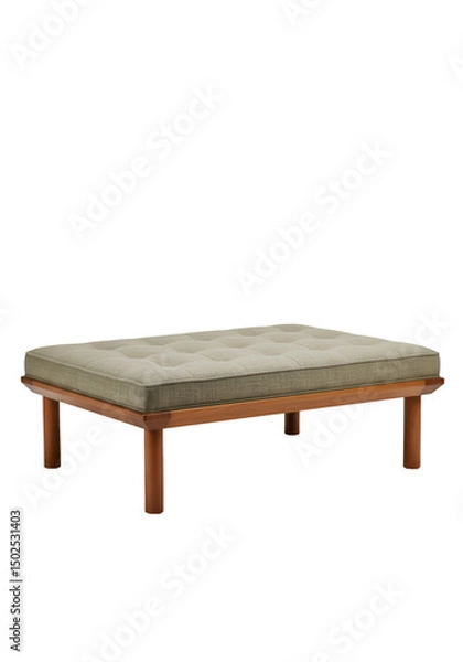 Obraz Rectangular upholstered ottoman with wooden legs