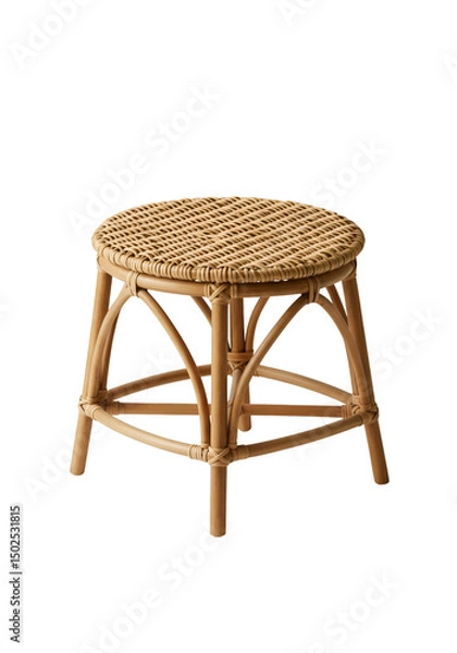 Obraz Round light brown woven stool