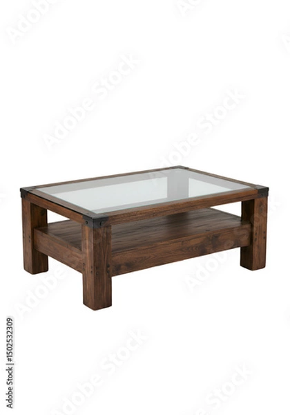 Obraz Rustic coffee table with glass top