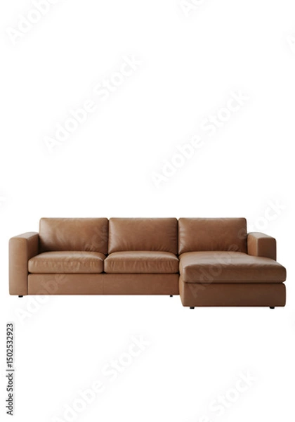 Obraz Sectional couch in light brown leather