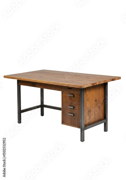 Obraz Rustic wooden desk with metal legs