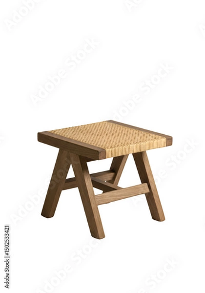 Obraz Simple square stool with woven seat