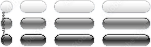 Fototapeta Buttons white, gray isolated, interesting navigation panel for website.