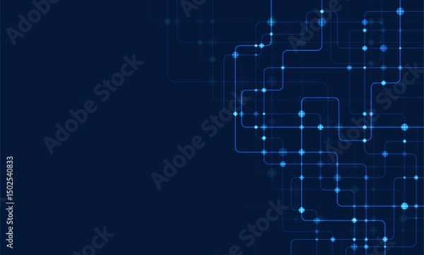 Fototapeta Circuit connect lines and dots. Network technology and Connection concept. Decentralized network nodes connections