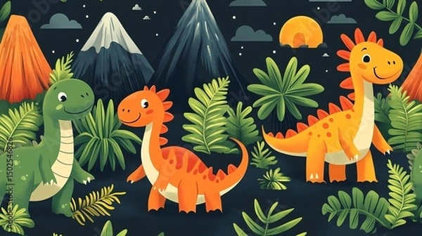 Obraz dinosaurs in the forest