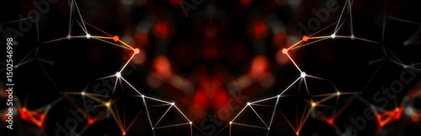 Obraz Technology background. Honeycomb concept. Big data. Hexagonal space with connected dots and lines. 3d
