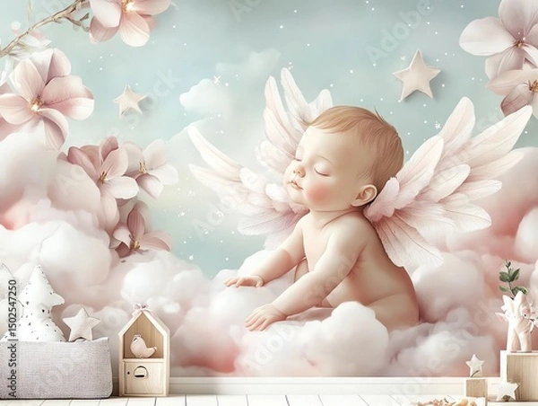Obraz angel on a cloud