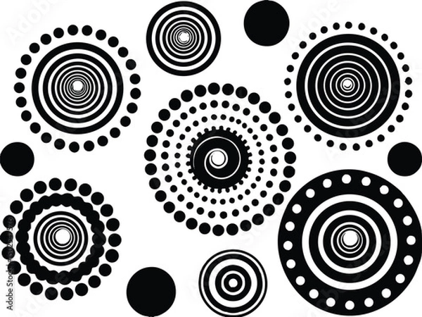 Fototapeta Adobe Illustrator Artwork Set of spiral elements. Funnel icon collection. Black spiral decoration
