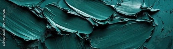 Fototapeta Abstract teal paint strokes create a textured background
