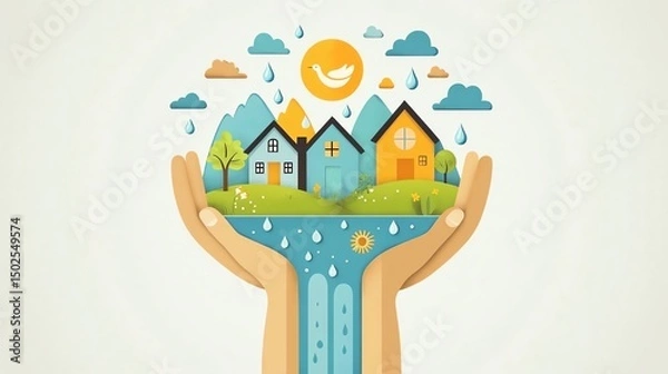 Obraz illustration of a house in a background
