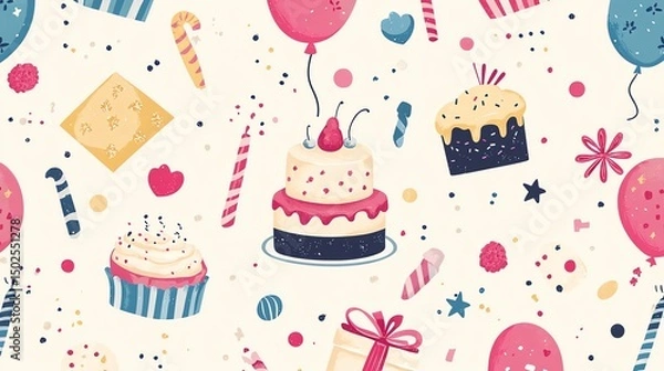 Obraz birthday seamless pattern