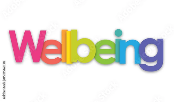 Obraz WELLBEING colorful typography banner on transparent background