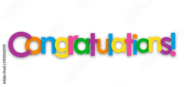 Obraz CONGRATULATIONS! colorful typography banner on transparent background
