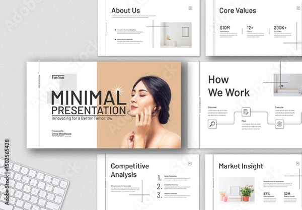 Fototapeta Clean And Minimal Presentation Layout Design