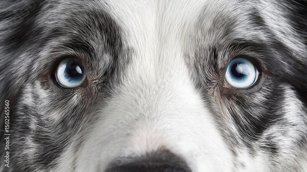 Fototapeta Blue Merle Border Collie's Expressive Eyes, Capturing Canine Emotion and Intelligence