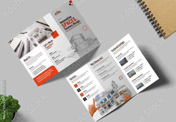 Fototapeta Professional Architecture Trifold Brochure Template