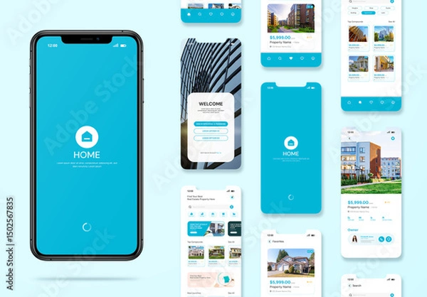 Fototapeta Real Estate Mobile App Ui Design Template