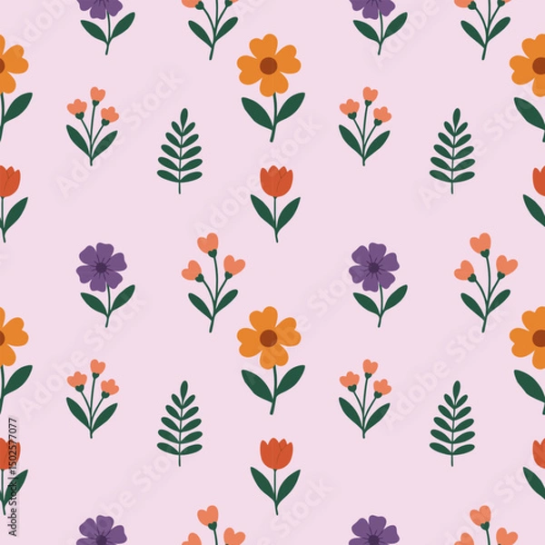 Fototapeta Simple floral seamless ethnic flower pattern for accessories and wrapping paper and clothes print and kids fabrics notebooks.