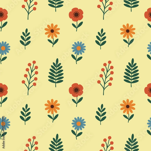 Fototapeta Simple floral seamless ethnic flower pattern for accessories and wrapping paper and clothes print and kids fabrics notebooks.