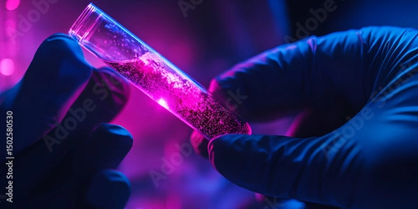 Fototapeta Vibrant Test Tube Experiment: Unveiling Breakthroughs in Modern Science, Revolutionary Test Tube Research: A Mesmerizing Glimpse into Scientific Discovery