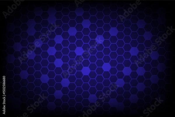 Fototapeta Abstract dark blue digital hexagon grids perspective design background