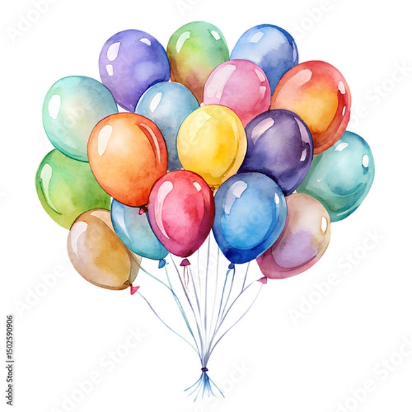 Fototapeta Colorful balloons isolated on transparent background