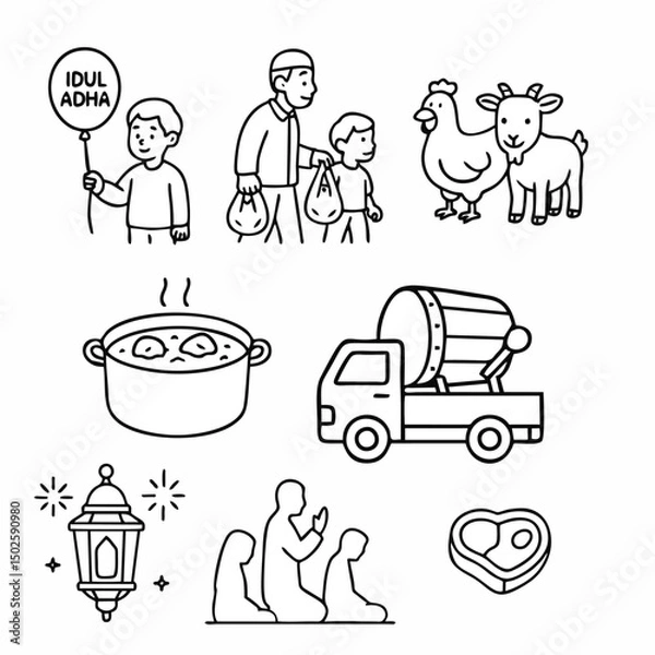 Obraz Eid al-Adha Vector Elements – Islamic & Traditional Theme
