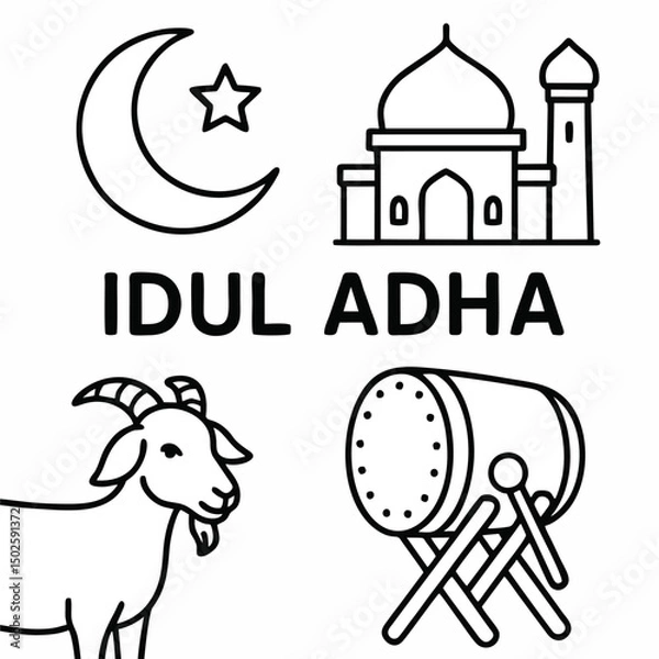 Obraz Eid al-Adha Vector Elements – Islamic & Traditional Theme

